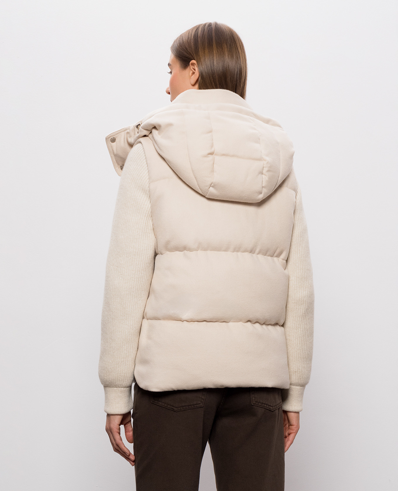 Beige GHIARA down jacket with removable sleeves MooRER 4