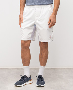 Brunello Cucinelli White shorts with emblem MB4223590T