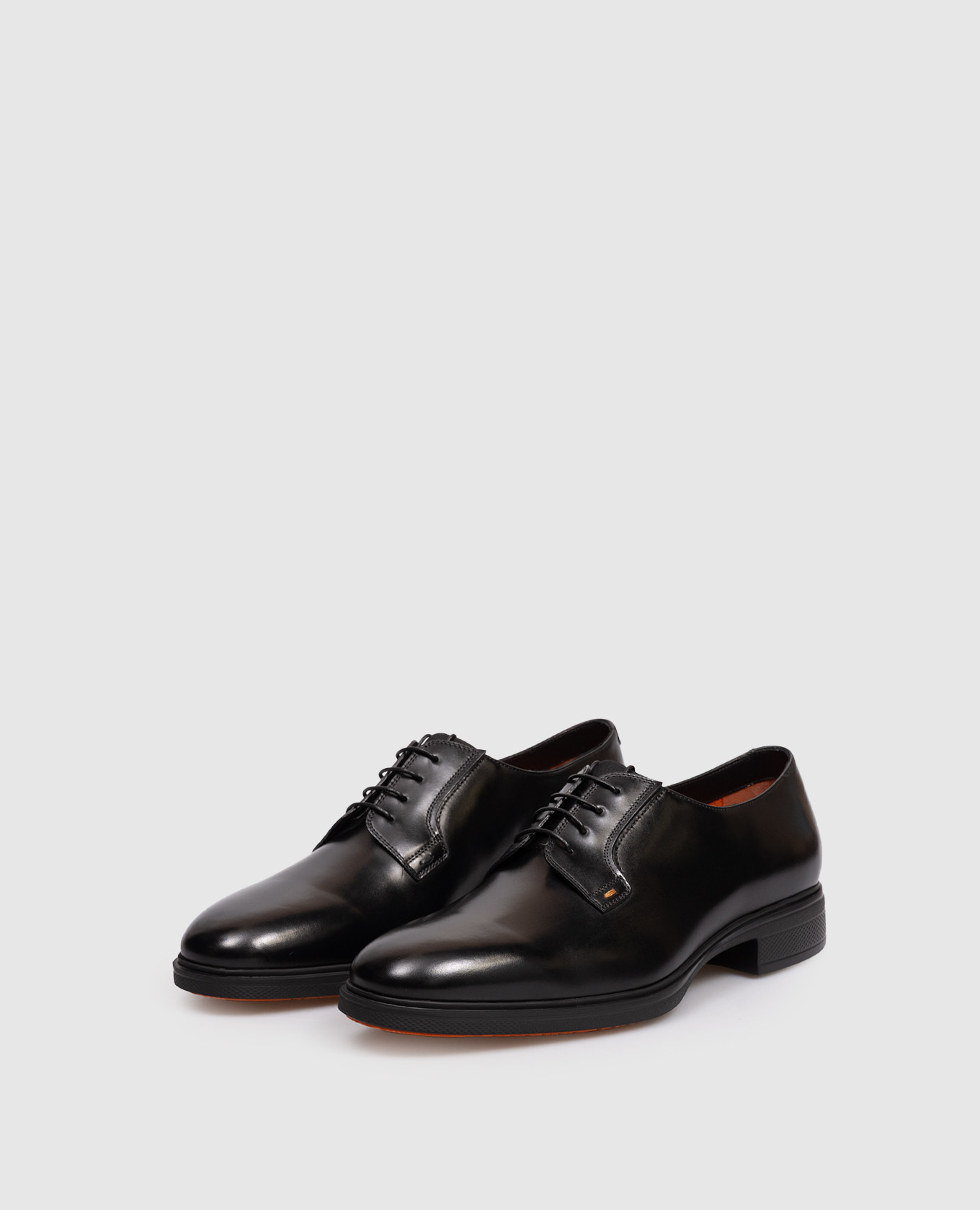 

Black leather derby shoes Santoni