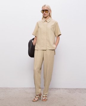 JOSEPH Beige Volume shirt with linen JF009741