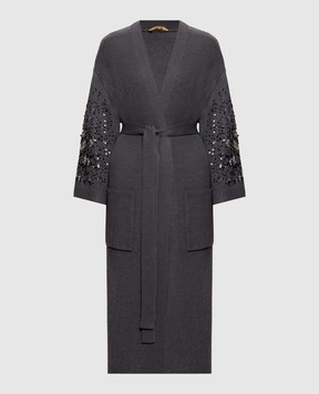 Twinset Grey elongated cardigan with a smell of wool 262AP3270