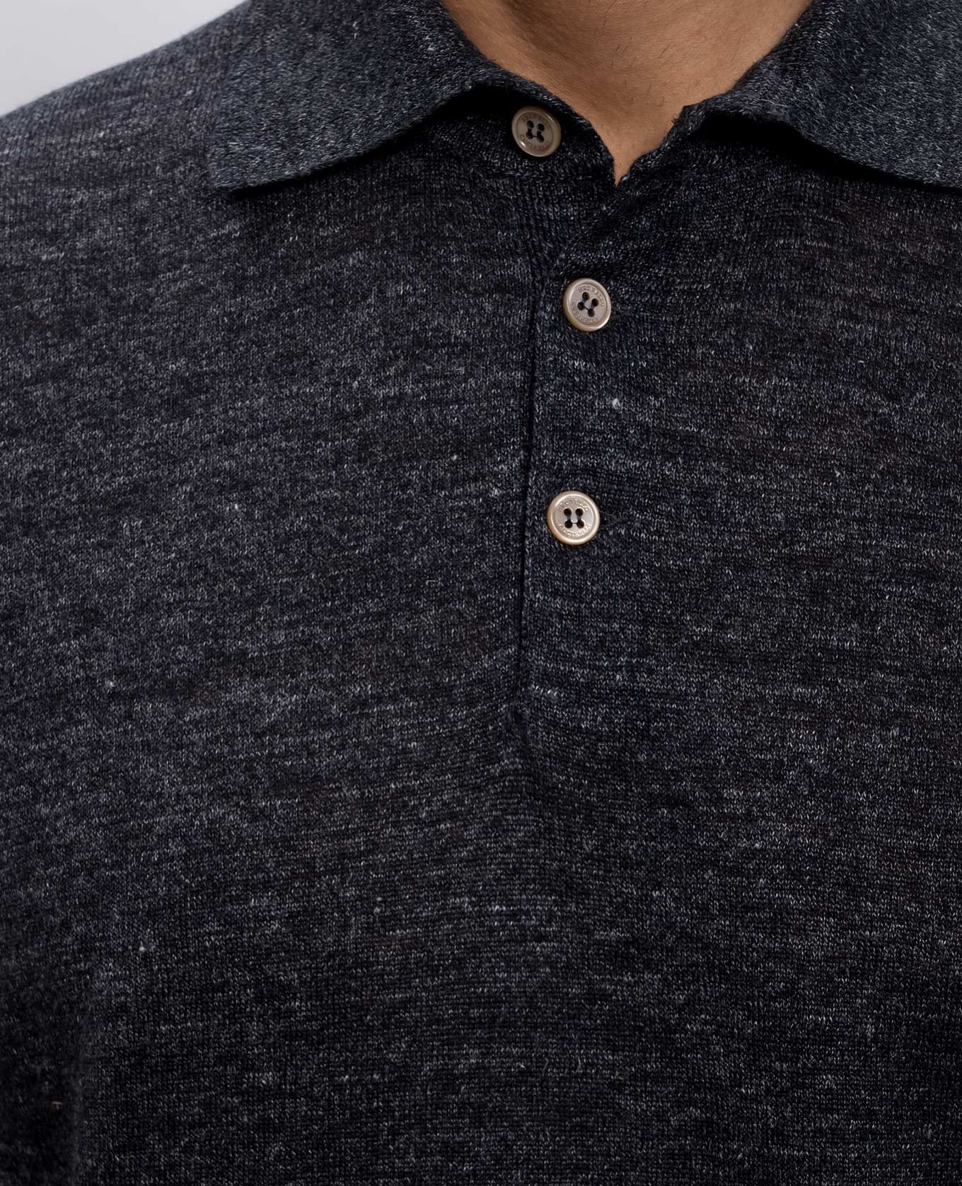 Gray polo with linen Brunello Cucinelli 5