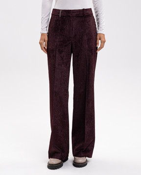 Peserico Burgundy corduroy pants with lurex P0433501577