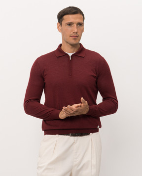 Bertolo Cashmere Burgundy wool and silk polo with zipper 90083700000658