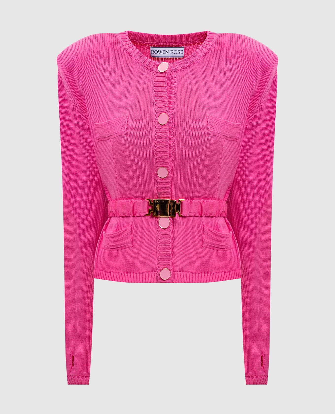 

Pink wool cardigan with belt Rowen Rose