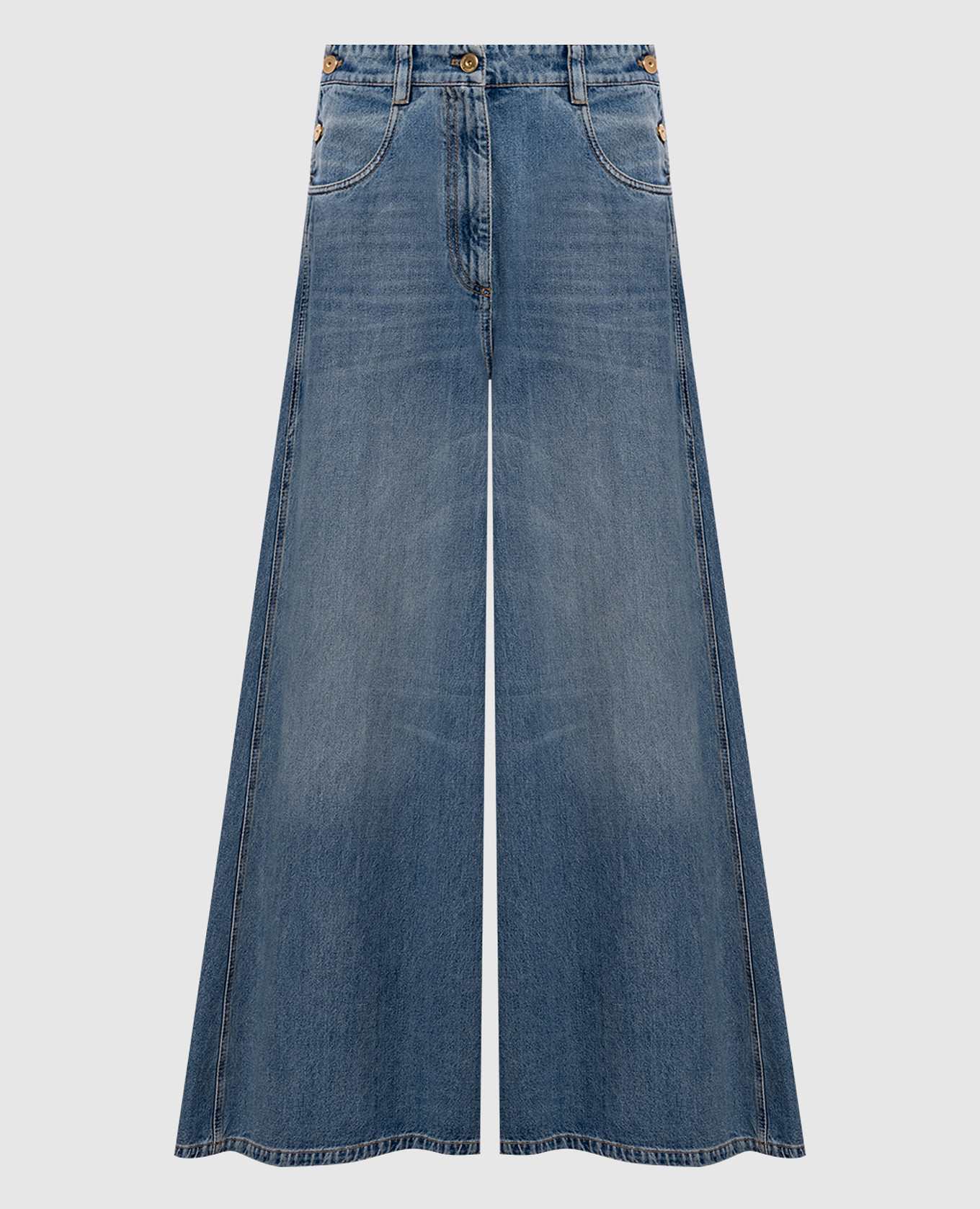 Blue palazzo pants with logo patch Brunello Cucinelli