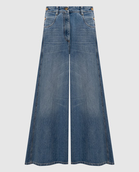 Brunello Cucinelli Blue palazzo pants with logo patch MA095P4079