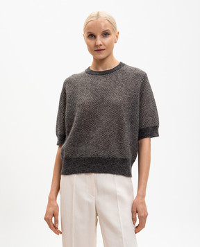 Brunello Cucinelli Gray wool top with lurex MGG270500P
