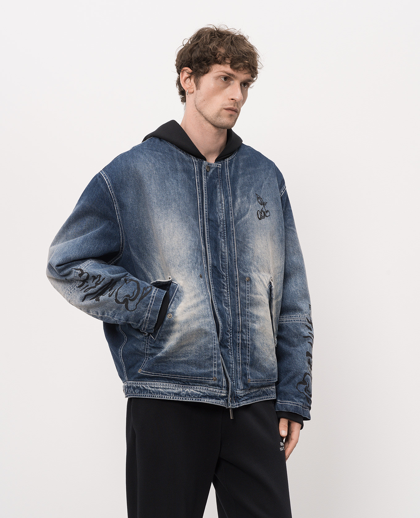 

Blue distressed insulated denim jacket Off-White
