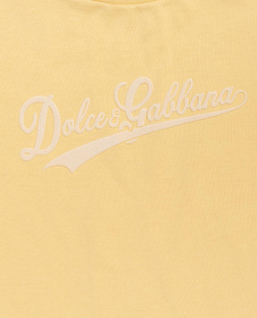 Dolce&Gabbana Children's yellow T-shirt with textured logo L4JTKDG7PWQ26
