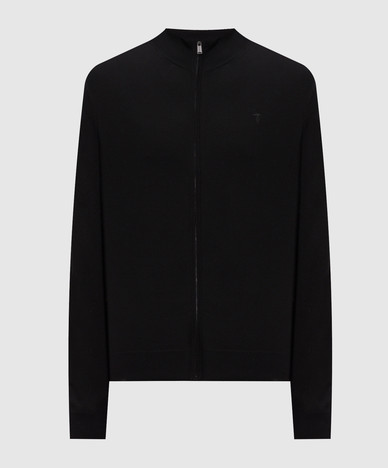 Black cardigan with embroidered emblem