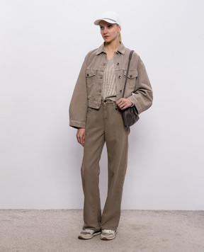 Brunello Cucinelli Brown denim jacket with linen ML9967674