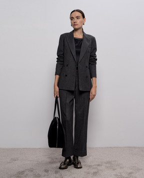 Peserico Gray double-breasted wool jacket with patch S0169902581