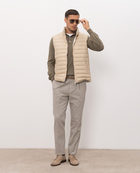 Brunello Cucinelli Khaki wool and cashmere polo shirt M2400295
