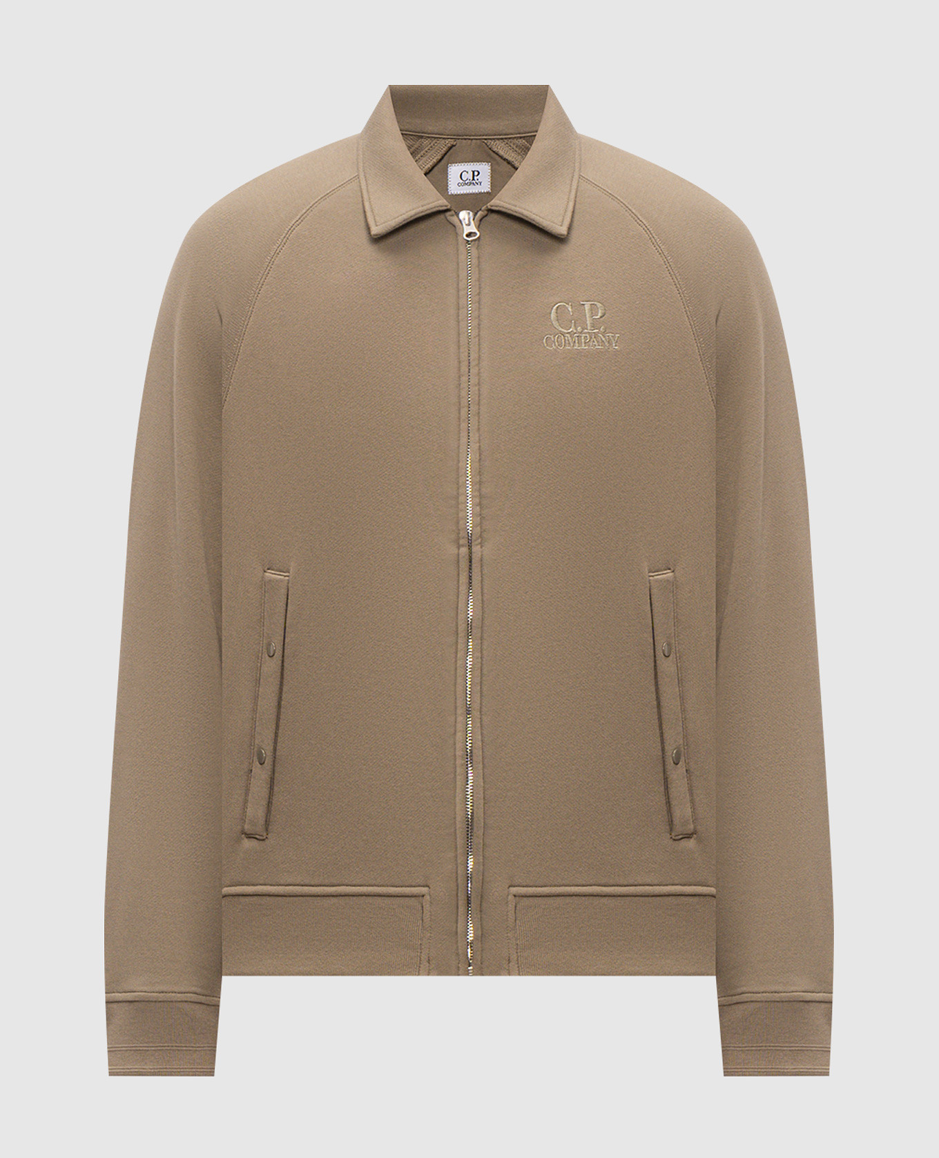 Khaki sports jacket with logo embroidery