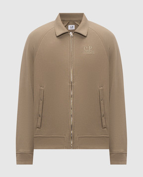 C.P. Company Khaki sports jacket with logo embroidery MSS027A005086W