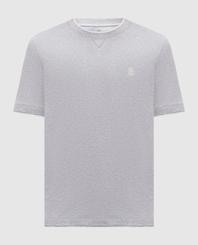 Brunello Cucinelli Gray T-shirt with embroidered emblem M0B137451G