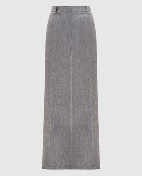 Peserico Grey linen trousers with brand patch P0433502629