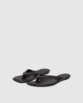 Maison Margiela MM6 Black leather flip-flops S66WP0119P7702