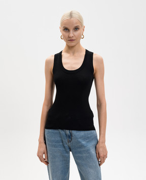 LISA YANG Ina black ribbed cashmere top 2024097