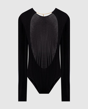 Saint Laurent Black bodysuit with Cassandre pendant 876794Y38DS