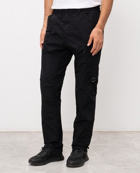 C.P. Company Black pants with logo patch MPA129A005991G