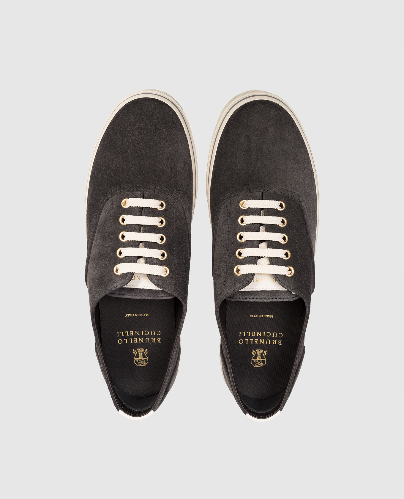 Grey suede sneakers with logo Brunello Cucinelli 4