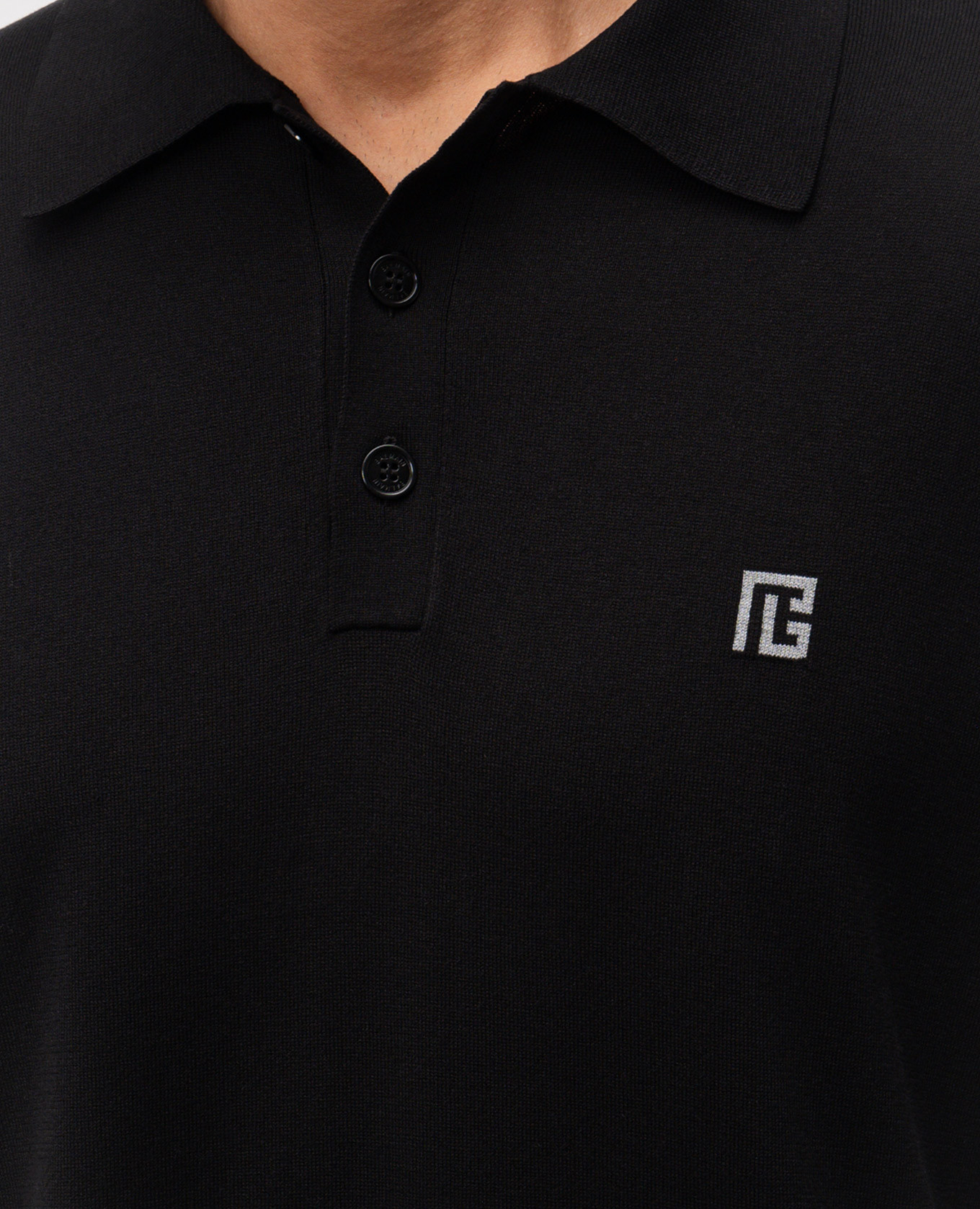 Black polo with emblem pattern Balmain 5