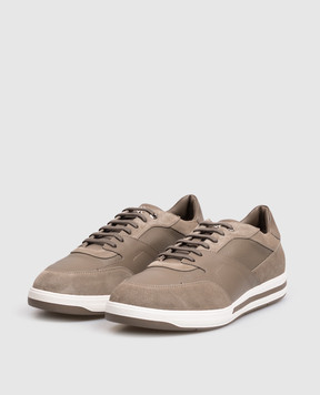 Stefano Ricci Brown leather sneakers with monogram UG34G6706SDPMRW