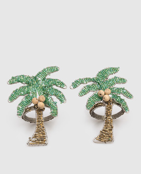 Les Ottomans Palm Tree Beaded Napkin Ring Set PALMS