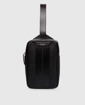 Serapian Black leather sling bag with branded embossing SRSTSMML738715ACG2