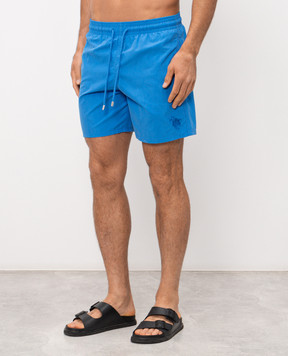 Vilebrequin Blue swim shorts with Bubble Turtles embroidery MOOED111