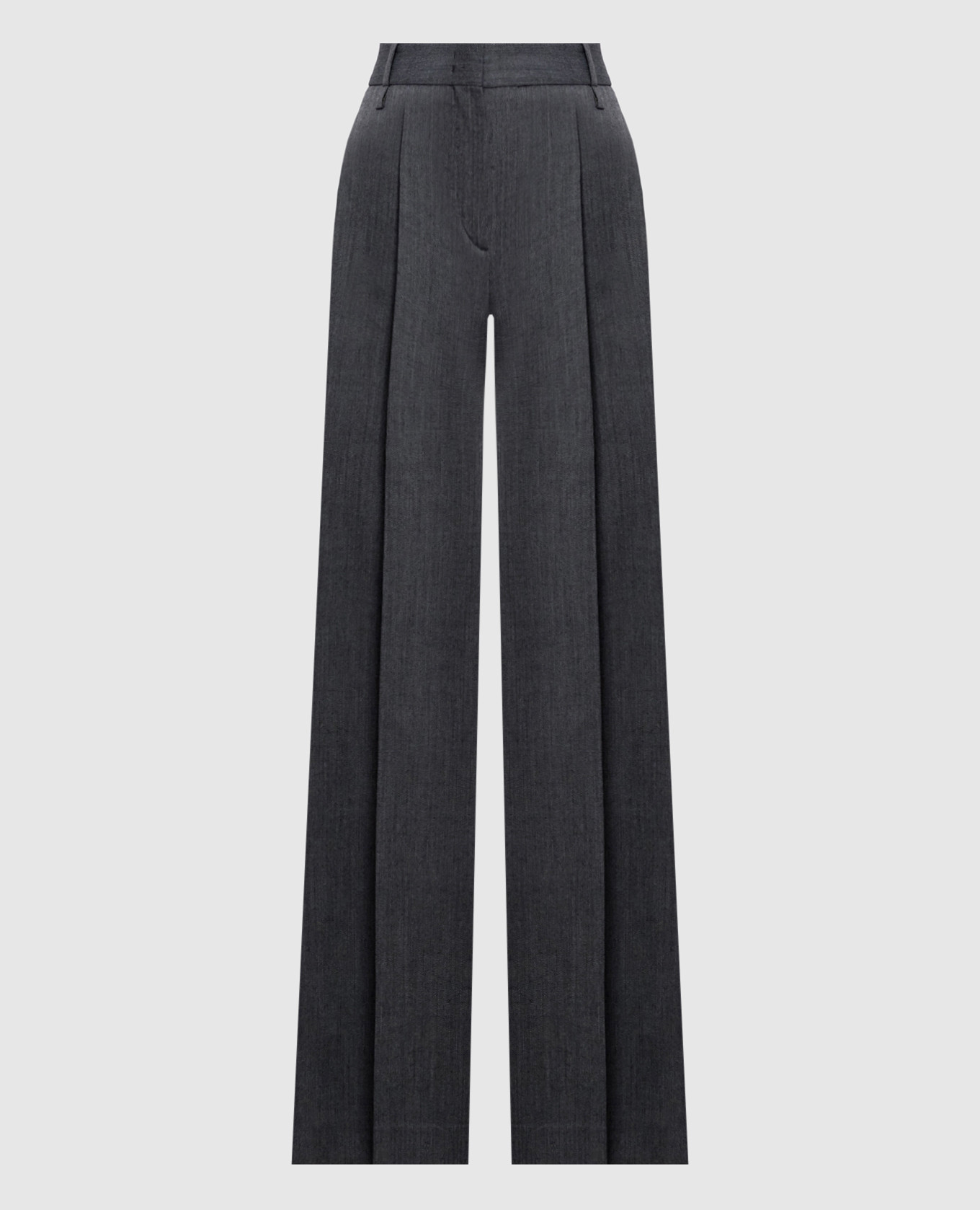 Gray flared pants with patterned wool
