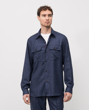ISAIA Blue shirt made of wool, cashmere, silk and linen OSH00998840