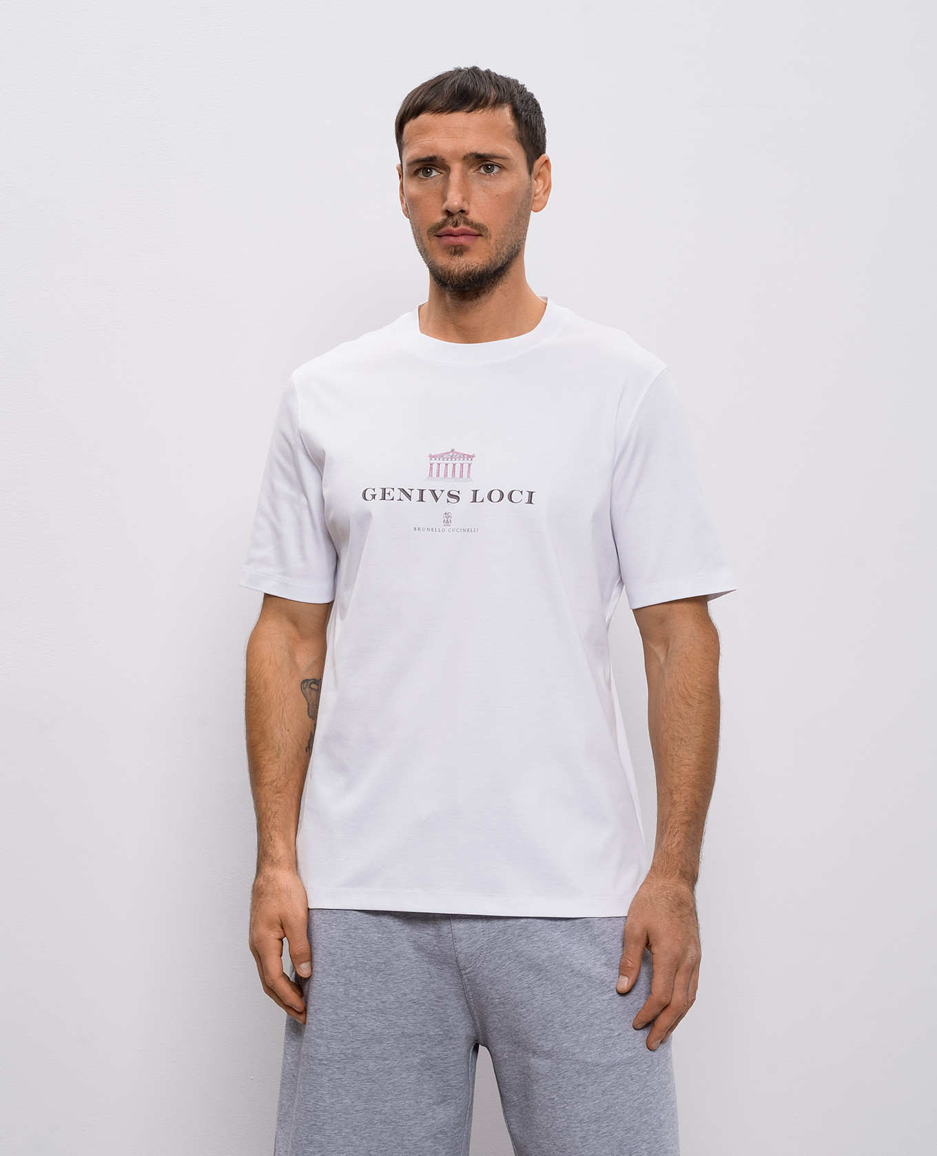 White T-shirt with print Brunello Cucinelli 3