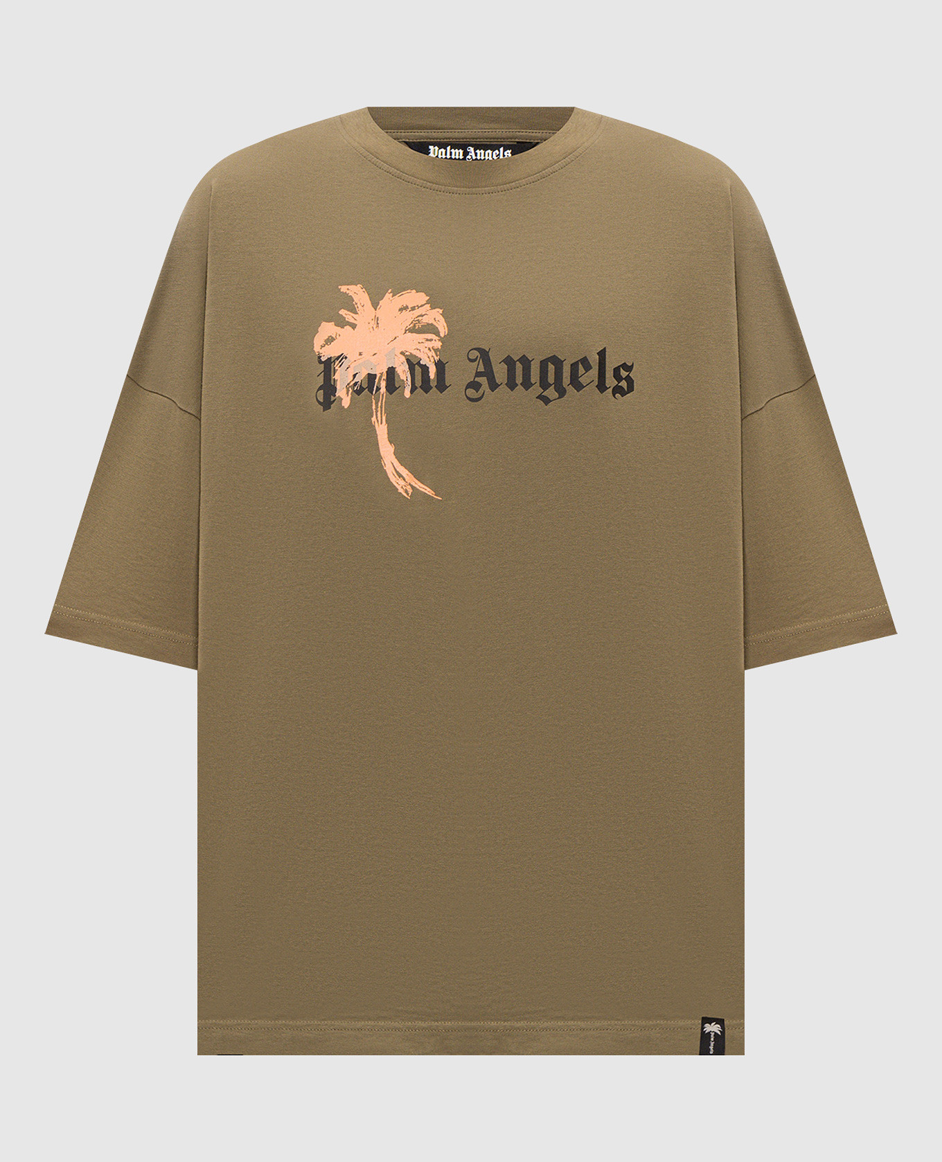 Khaki T-shirt with logo print