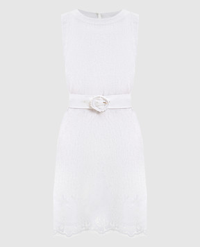 Twinset White linen mini dress with lace 261TT2180