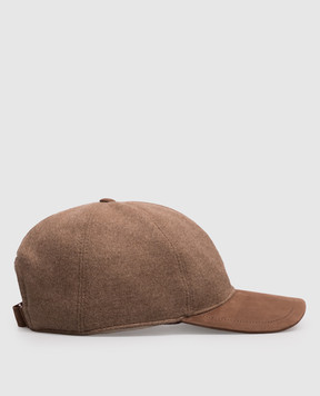 Brett Johnson Brown cashmere and nubuck cap FW26CAP1LP701CHE