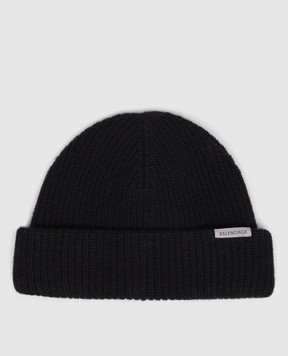 Balenciaga Black wool beanie hat A001NH4G6B0