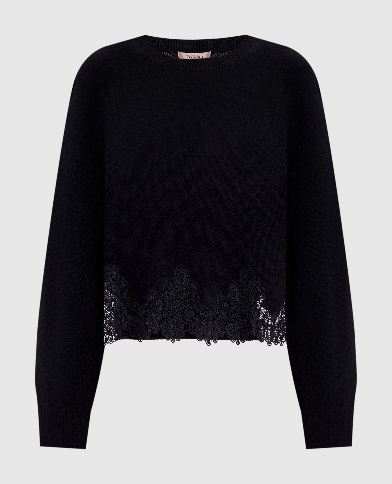 Black wool jumper with lace
