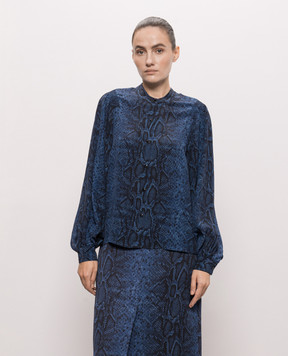 Twinset Blue blouse with reptile print 262TT2602