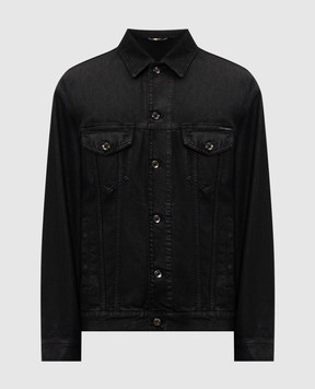 Dolce&Gabbana Black denim jacket with logo patch G9NL5DG8ON9