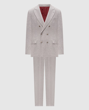 Brunello Cucinelli Gray striped wool and cashmere suit MV440LDPH8