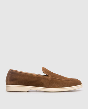 Doucal's Brown suede loafers with logo DD8893JOANUY229
