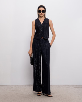 Peserico Blue sequined wool vest A03531D01515