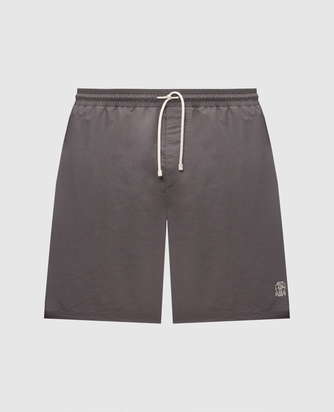 Grey swim shorts with embroidered logo