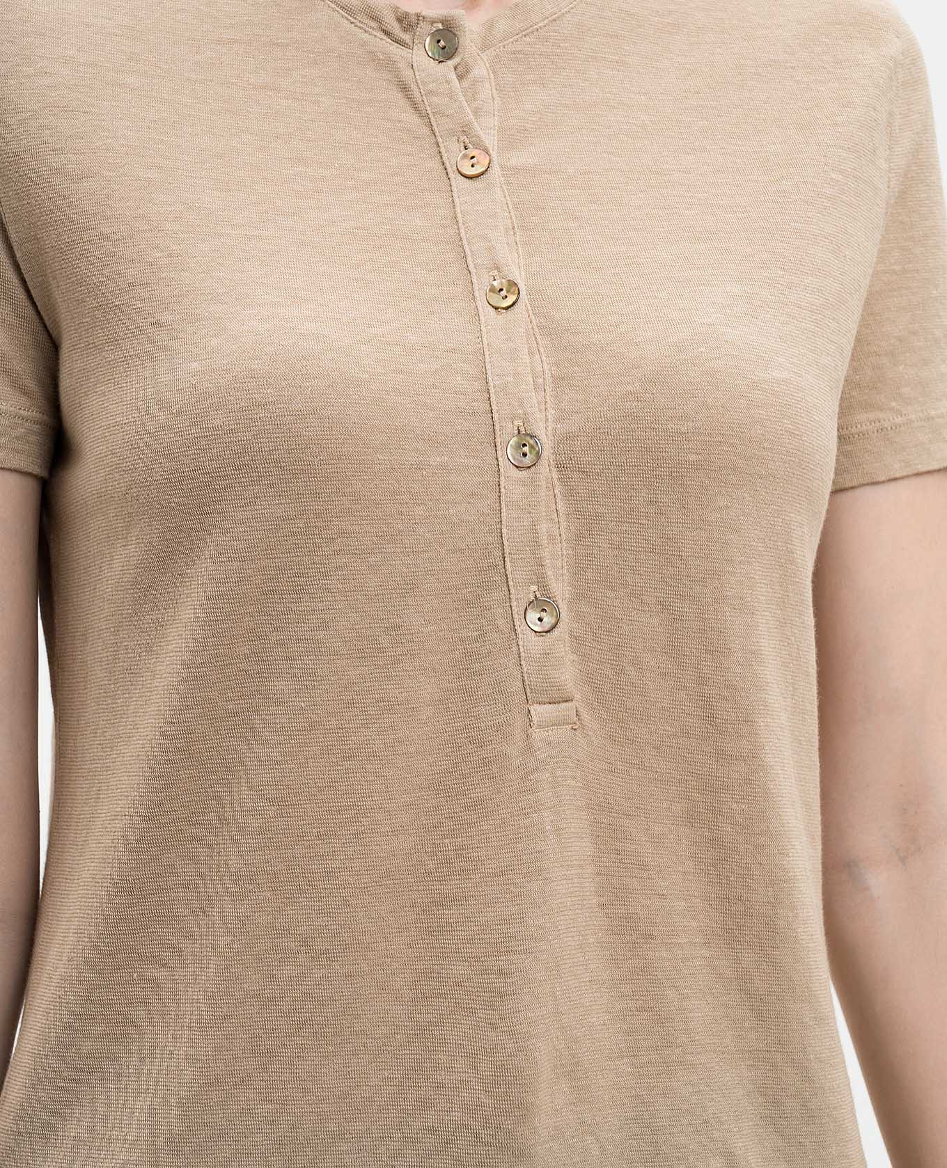 Beige linen t-shirt Solotre 5