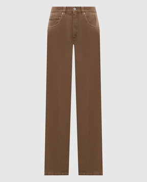 Brunello Cucinelli Brown jeans with logo patch M0H81P5568