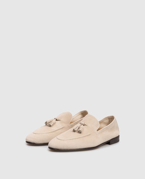 Brunello Cucinelli Beige suede loafers with tassels MZUCAHG731