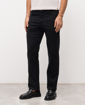 Stefano Ricci Black jeans with logo patch and emblem MFT61B1010T286BK